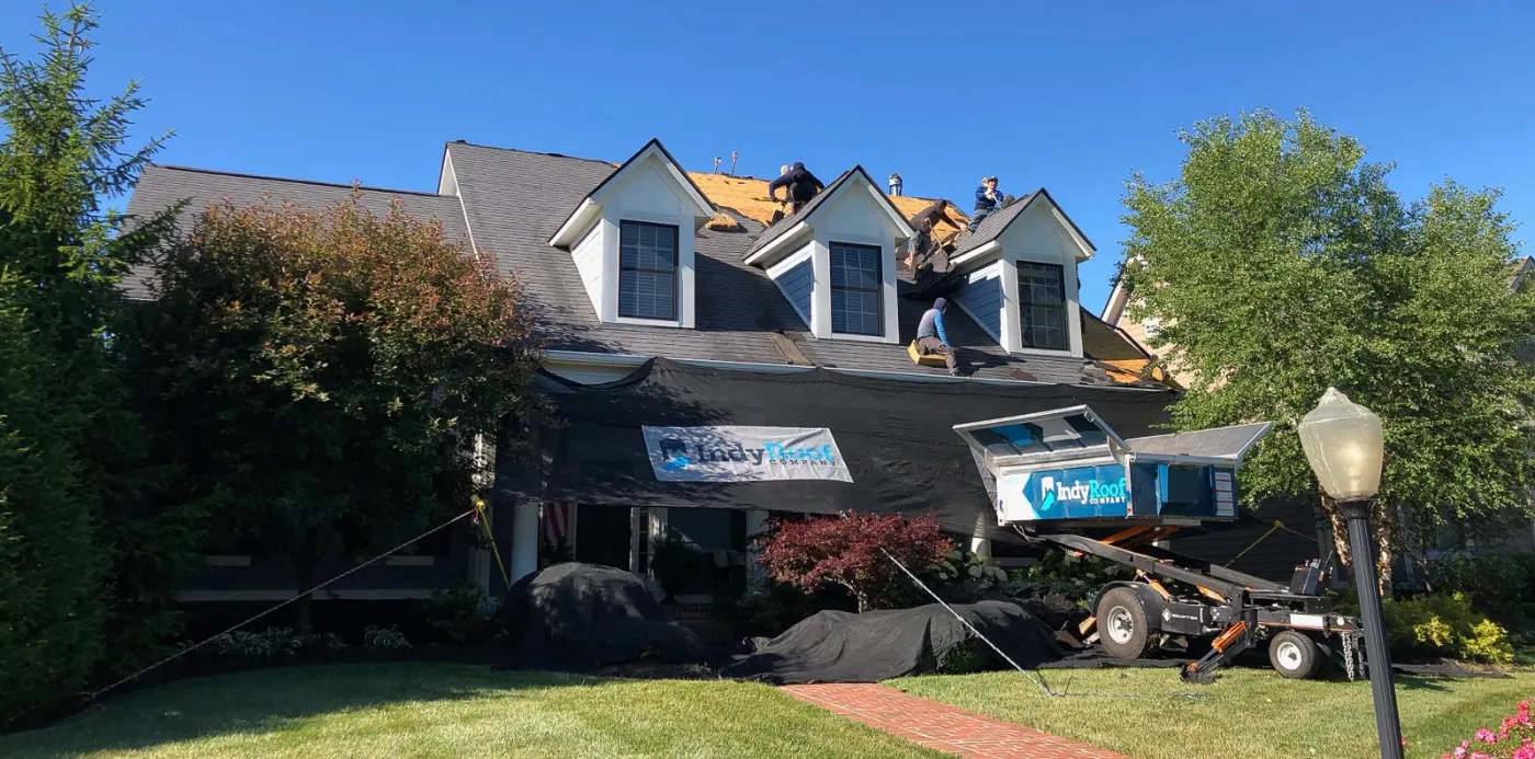 Tarping and dry-in on a Fountaintown commercial roof